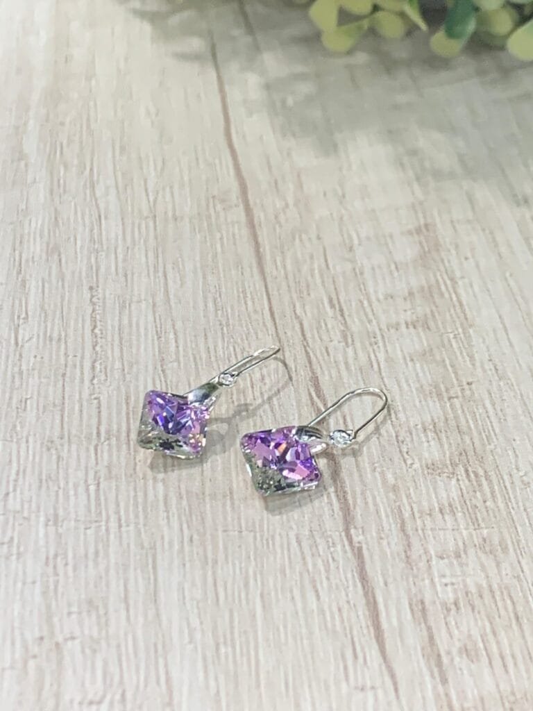Aros plata rombo tornasol