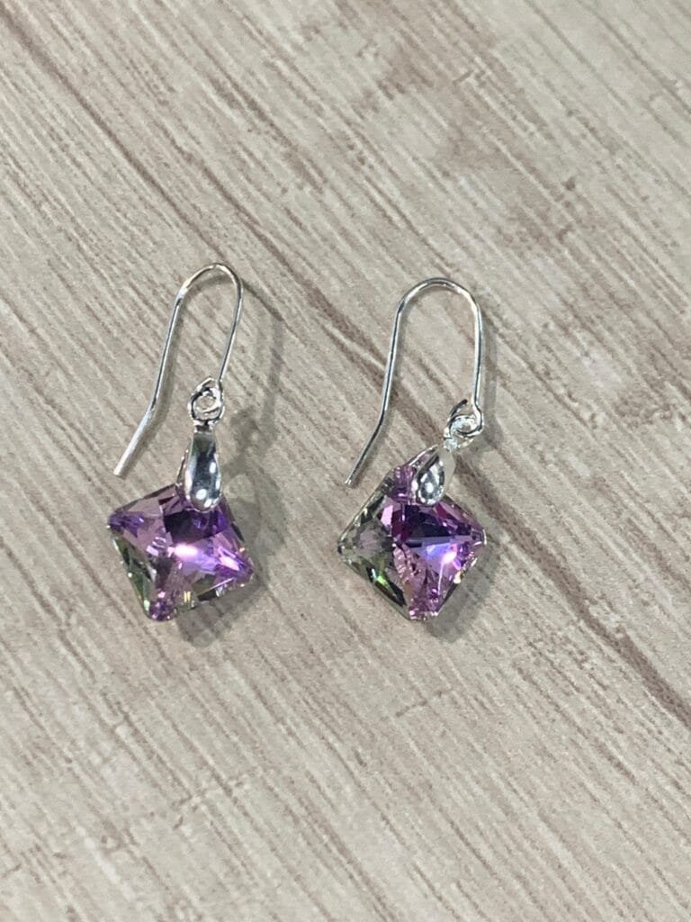 Aros plata rombo tornasol