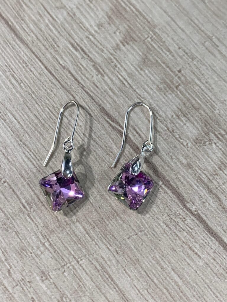 Aros plata rombo tornasol