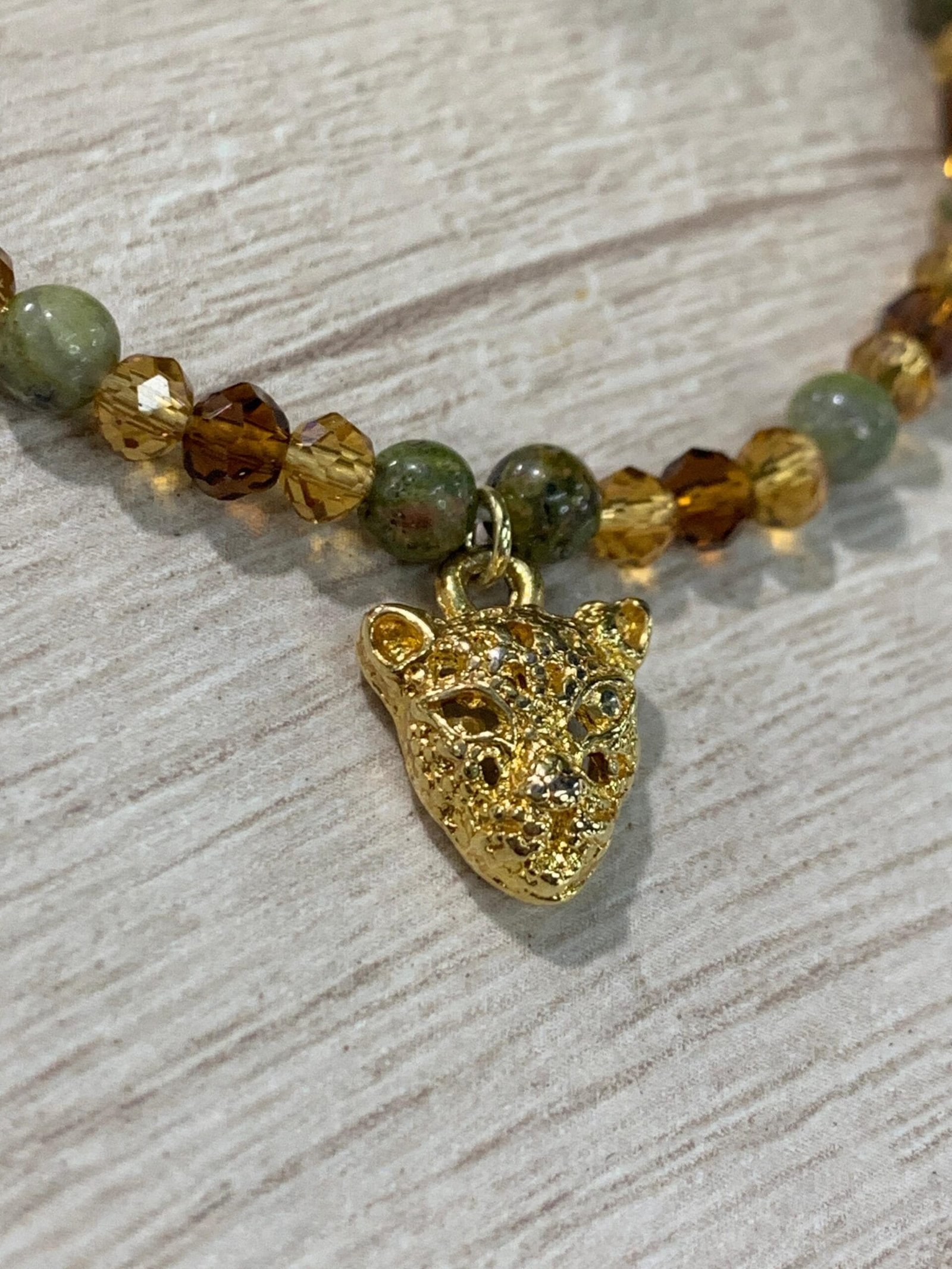 Pulsera Pantera Baño oro unakita cristales - Imagen 2