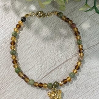 Pulsera Pantera Baño oro unakita cristales