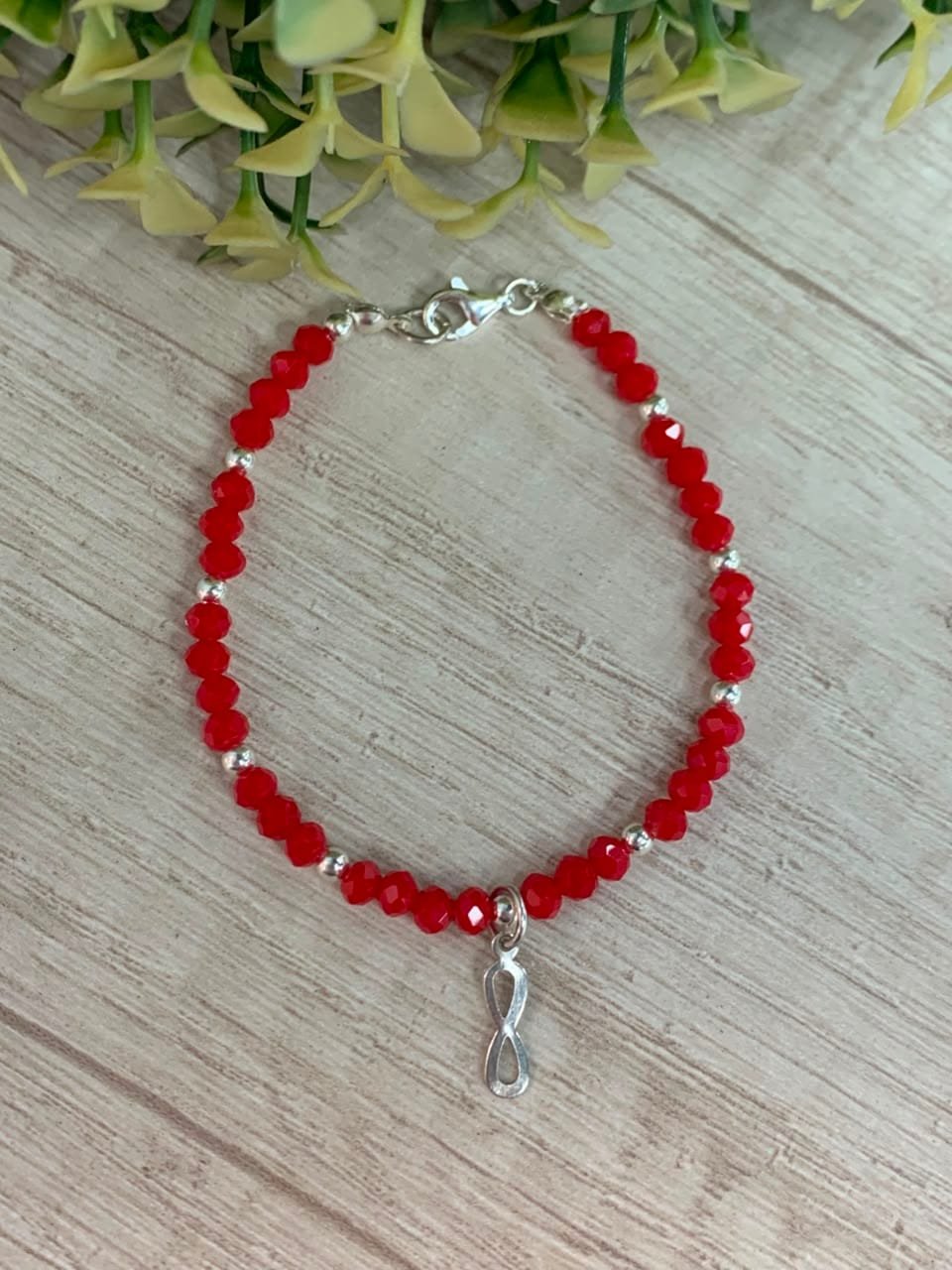 Pulsera cristales rojos infinito