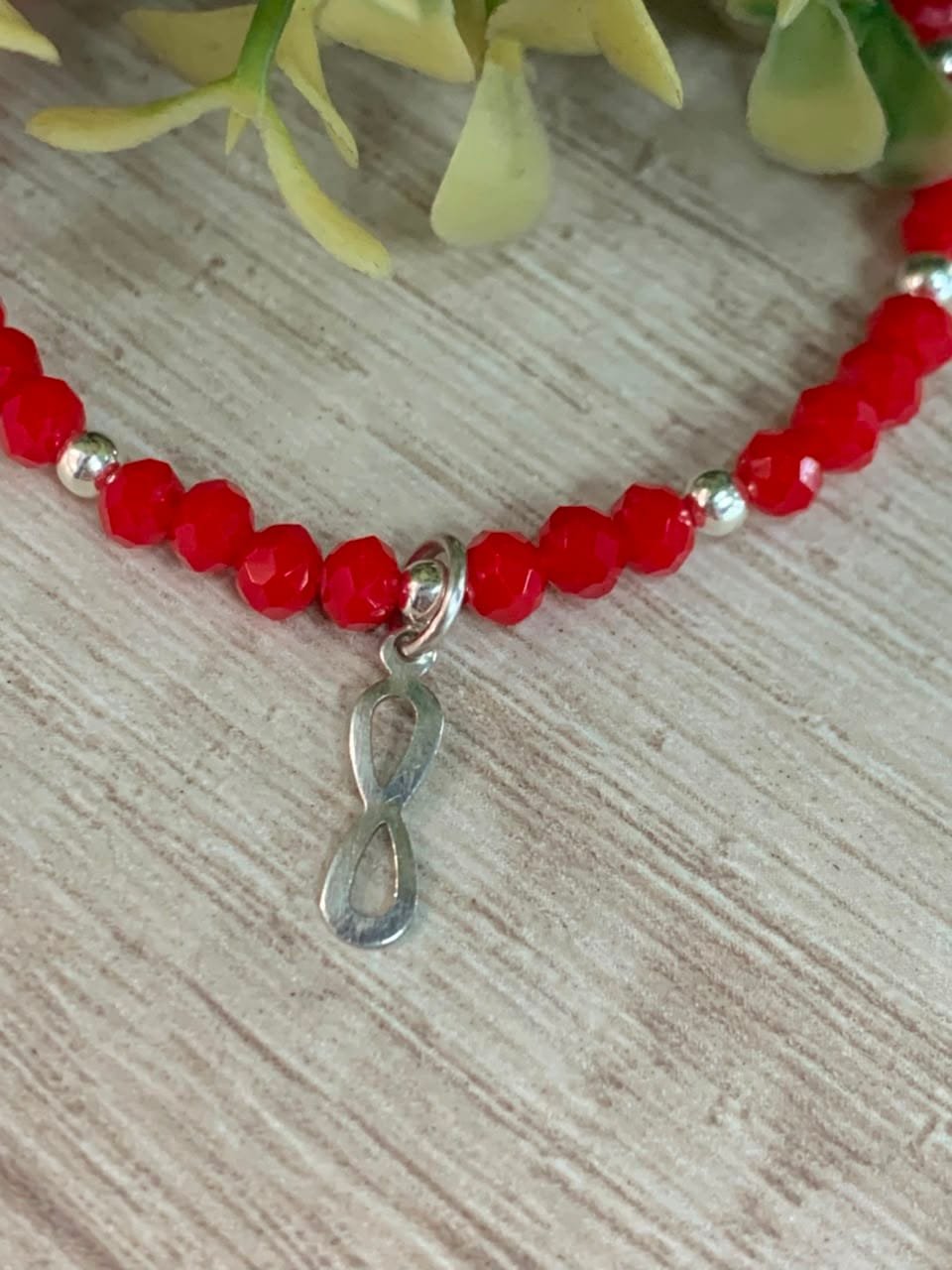 Pulsera cristales rojos infinito - Imagen 2