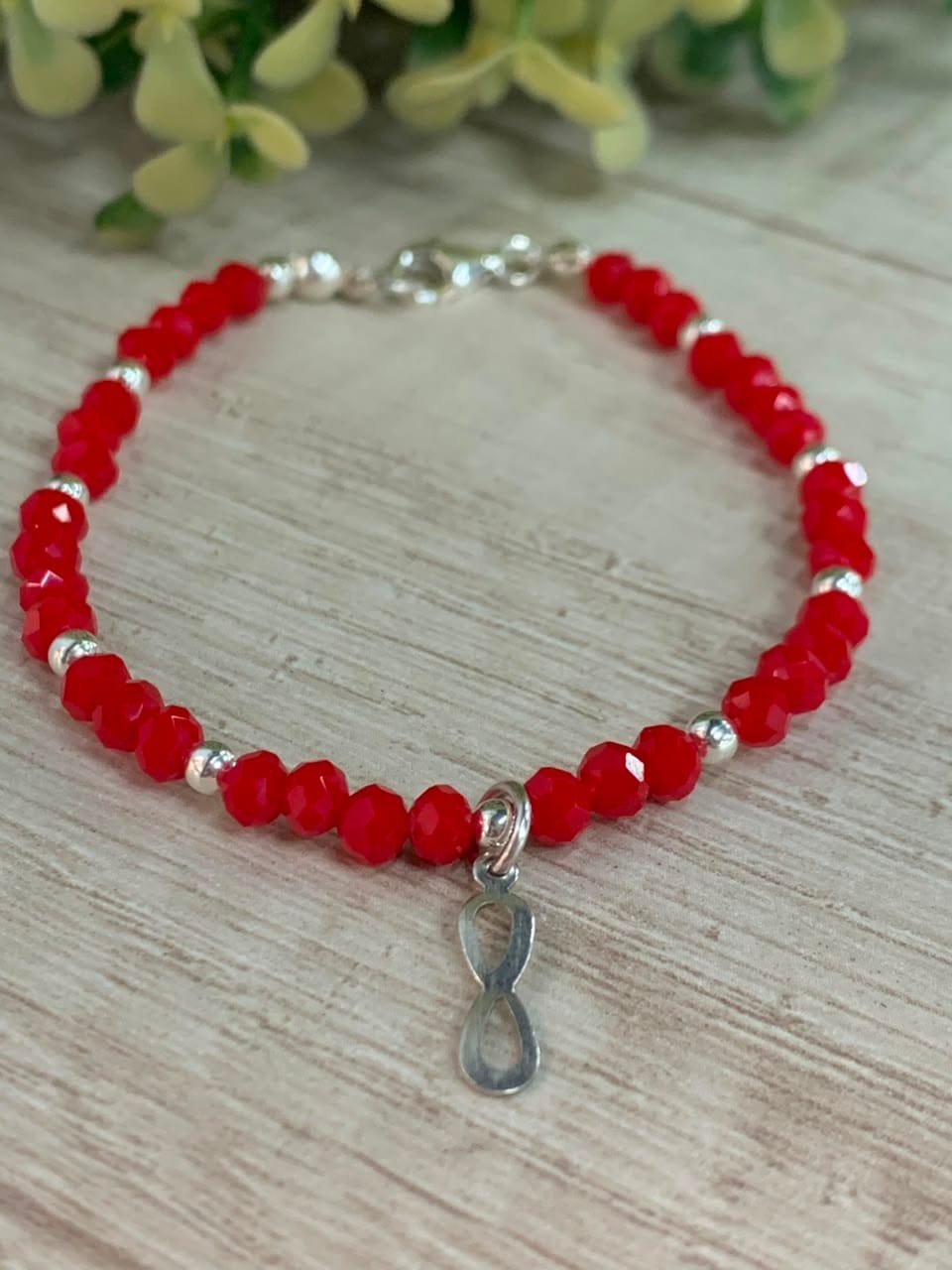 Pulsera cristales rojos infinito - Imagen 3